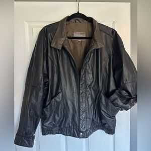 Vintage Men's Oakton Ltd. Black & Brown Leather Jacket